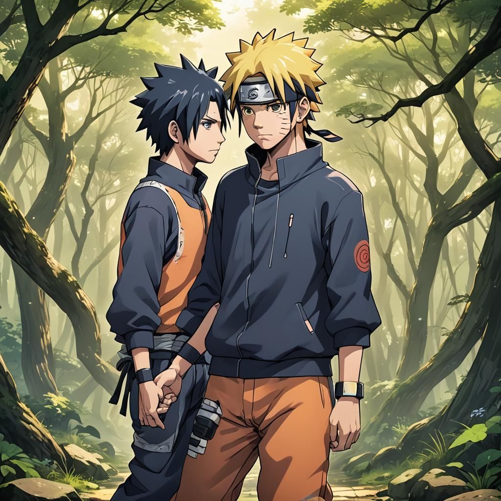 Anime Naruto and Sasuke Holding Hands, Manga Scan