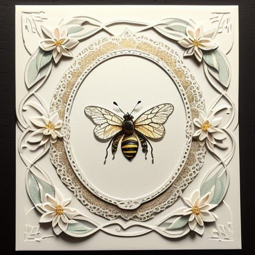 Debossed Floral Card Art in Watercolor Style