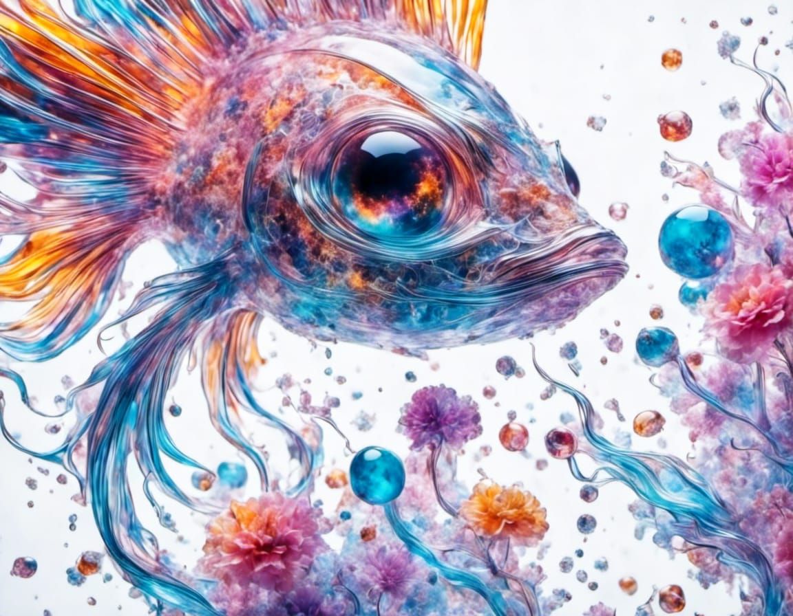 Psychedelic Squid Fish with Sparkle Effects