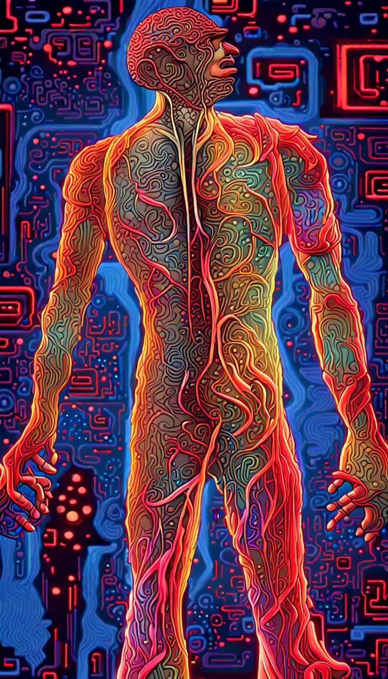 Neon Psychedelic Fractal Art in Hyperdetailed Style