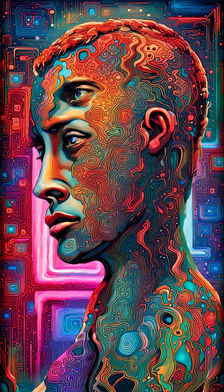 Neon Psychedelic Illustration of Human Emotions