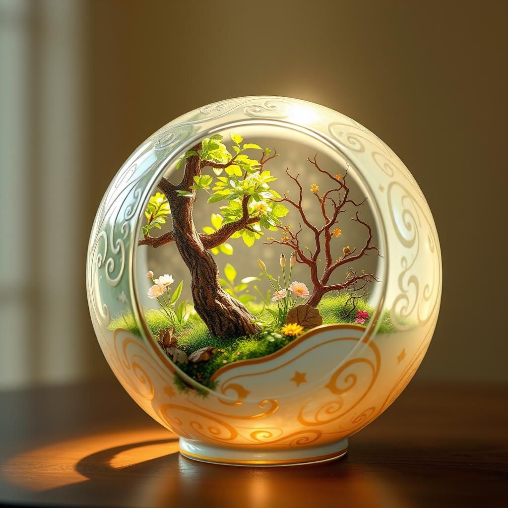 Miniature World in Porcelain Jar, Miyazaki Style