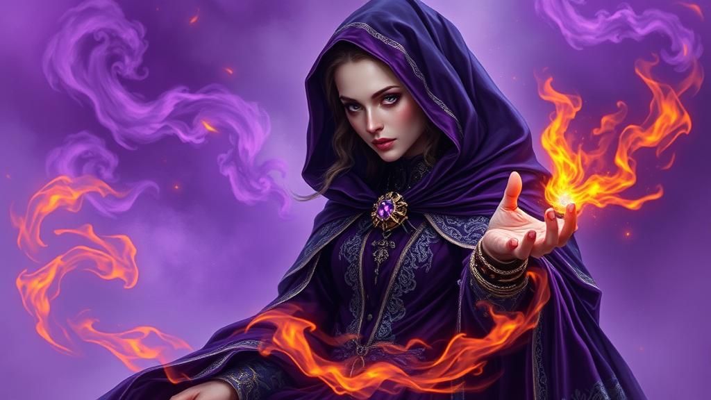 Drow Sorceress Summons Companion in Ethereal Flames