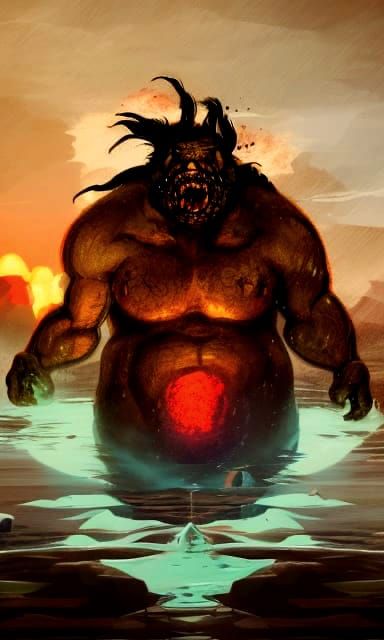 Ogre Floats Over Wasteland Sunset: Concept Art
