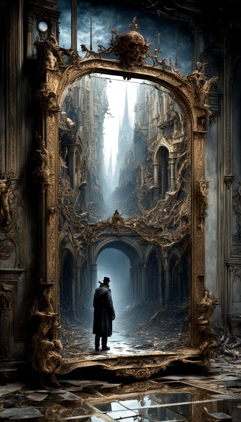 Horrific Otherworld Reflected in Hyperdetailed Mirror