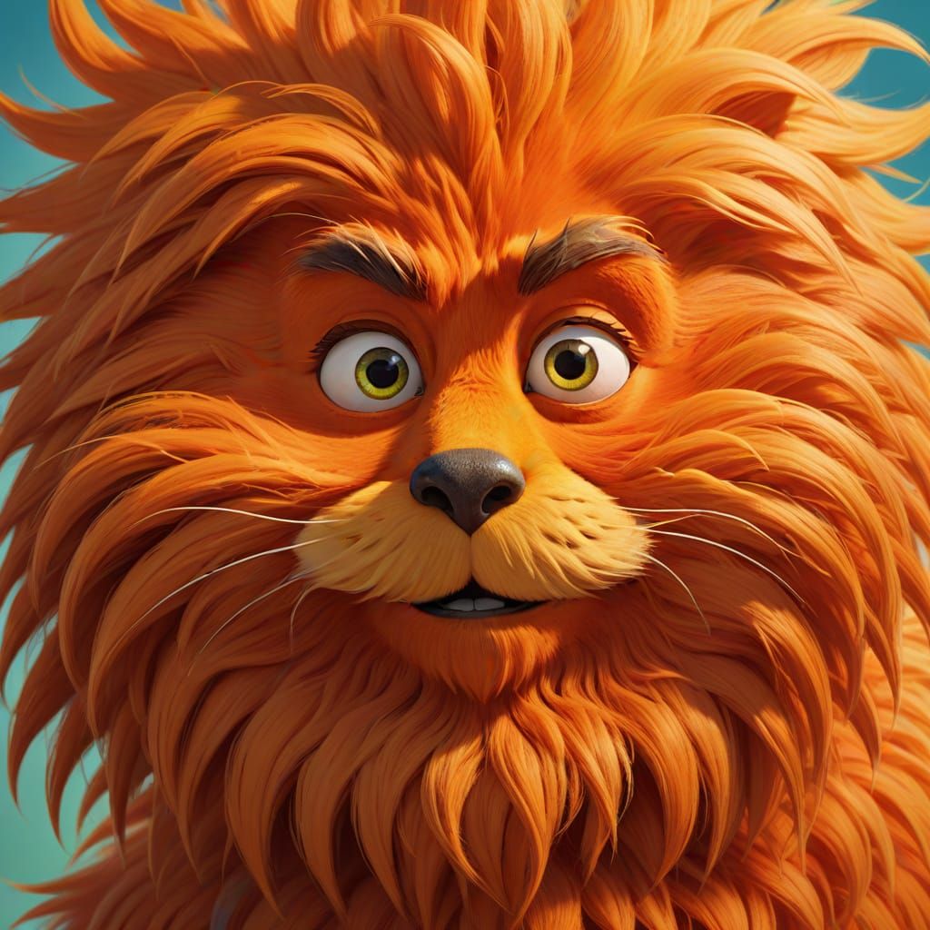 The Lorax Portrait in Dr. Seuss Style