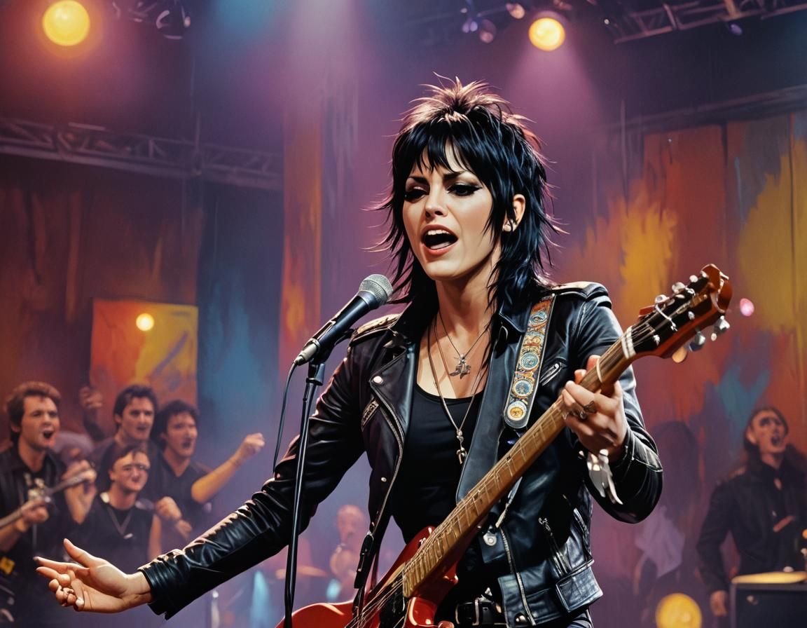 Young Rock Star Singing On Stage in Splash Art Style