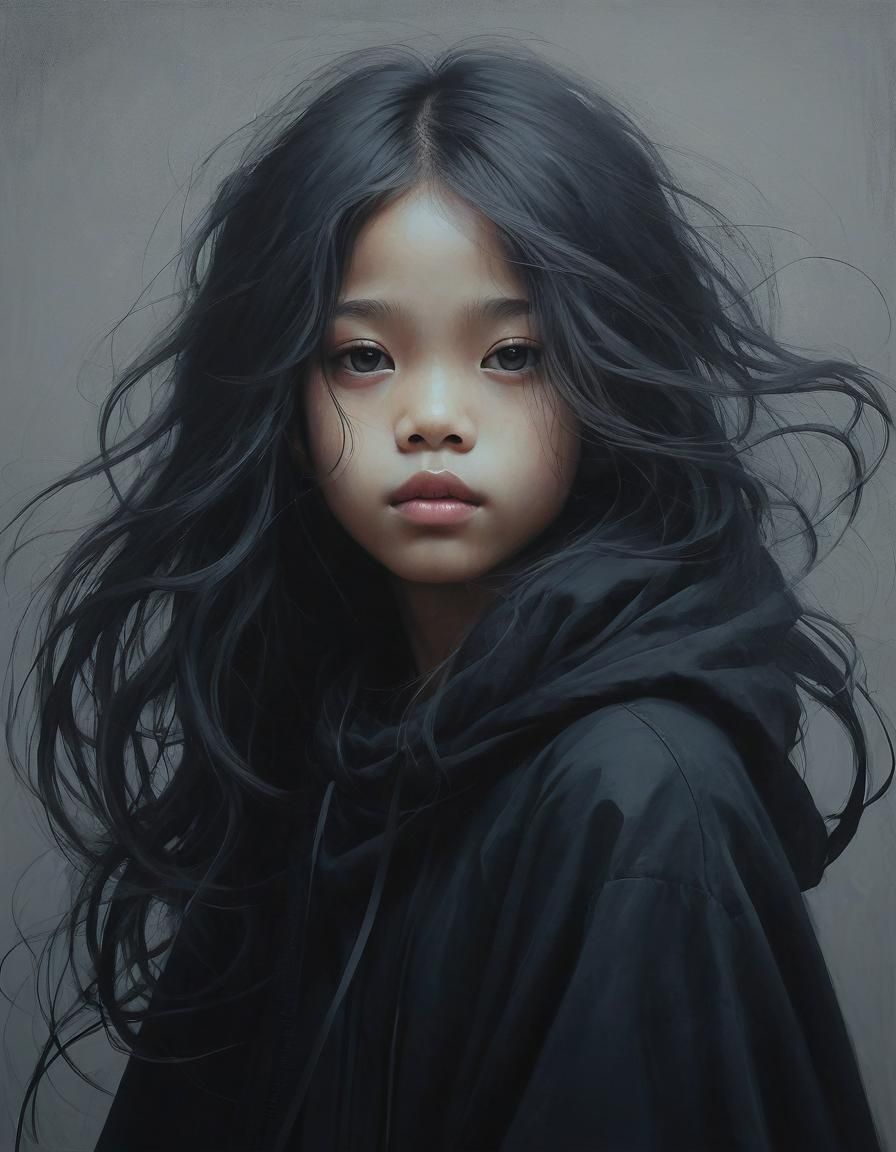 Ethereal Girl: Minimalist Art Portrait