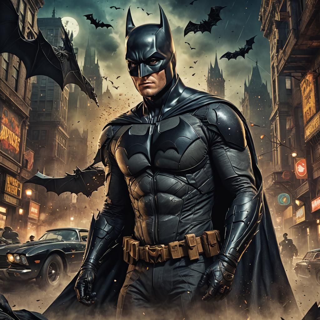 Vintage Batman: Detailed Matte Painting in 8K