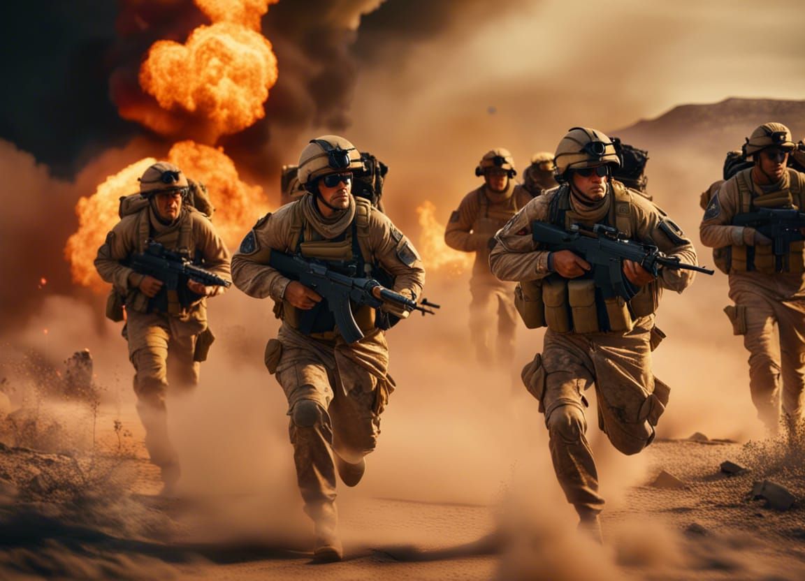 Soldiers in Fiery Ruins: Explosions and Aftermath