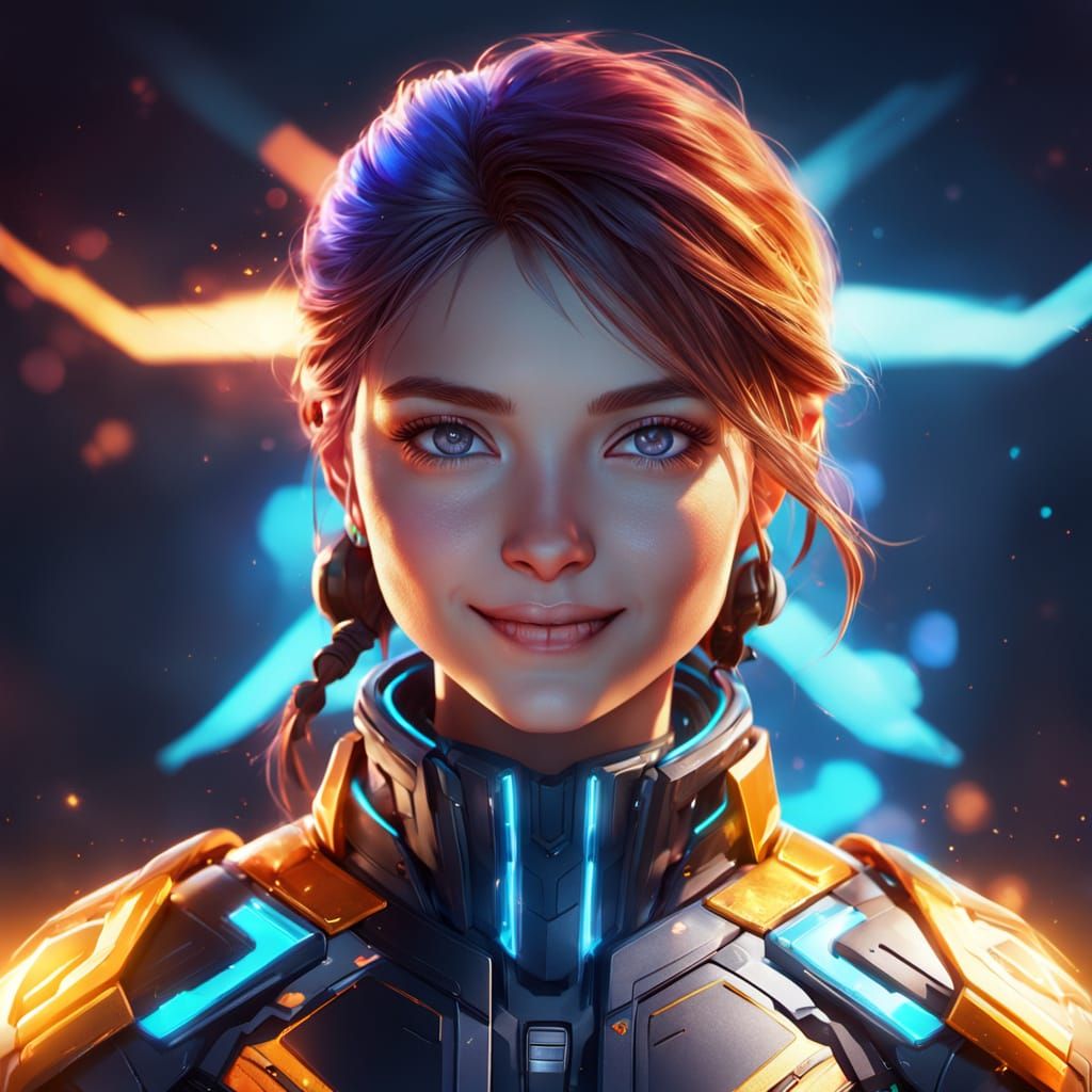 Empowered Digital Avatar Expresses Joy in Vivid Colors