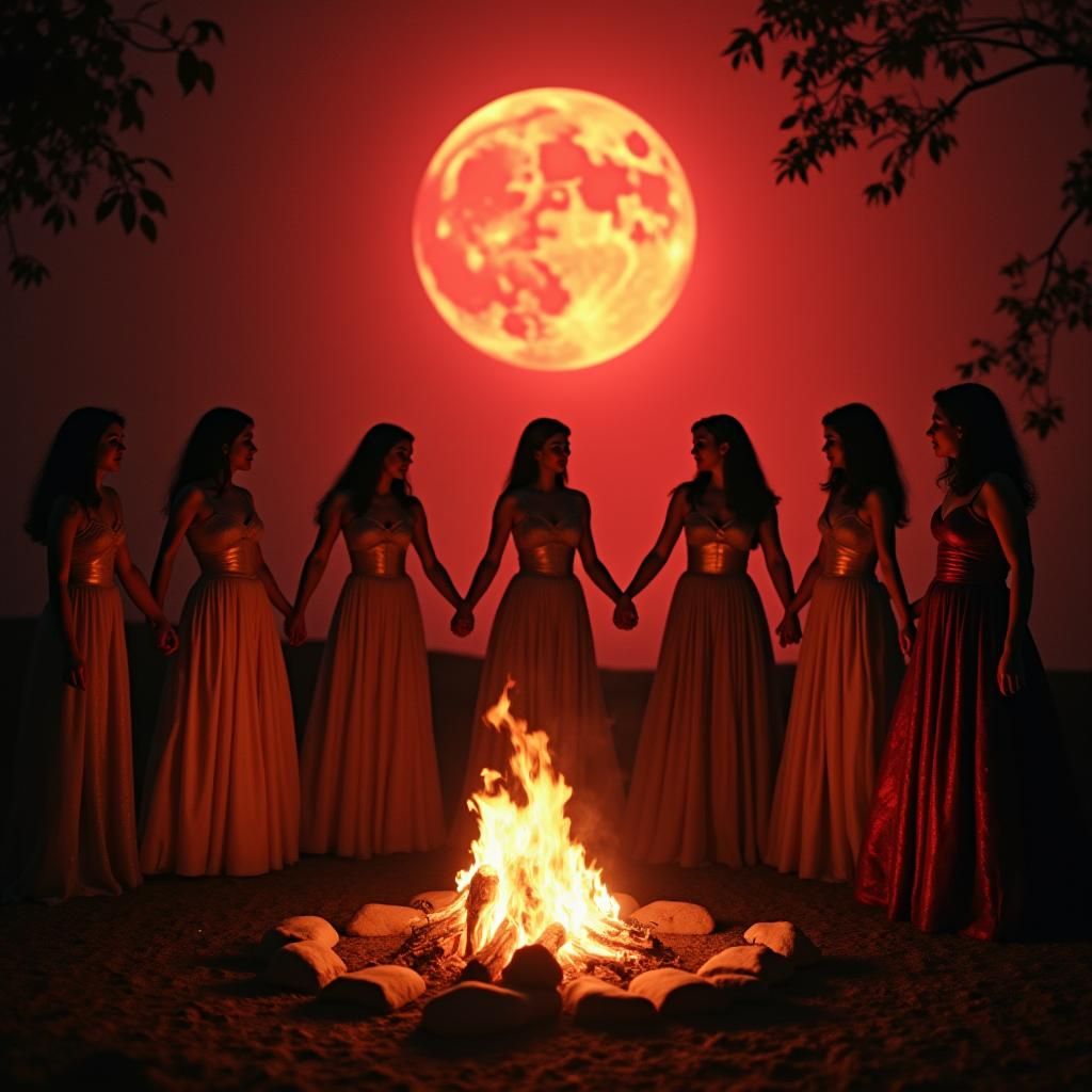 Disney Princesses Dance Under a Red Moon