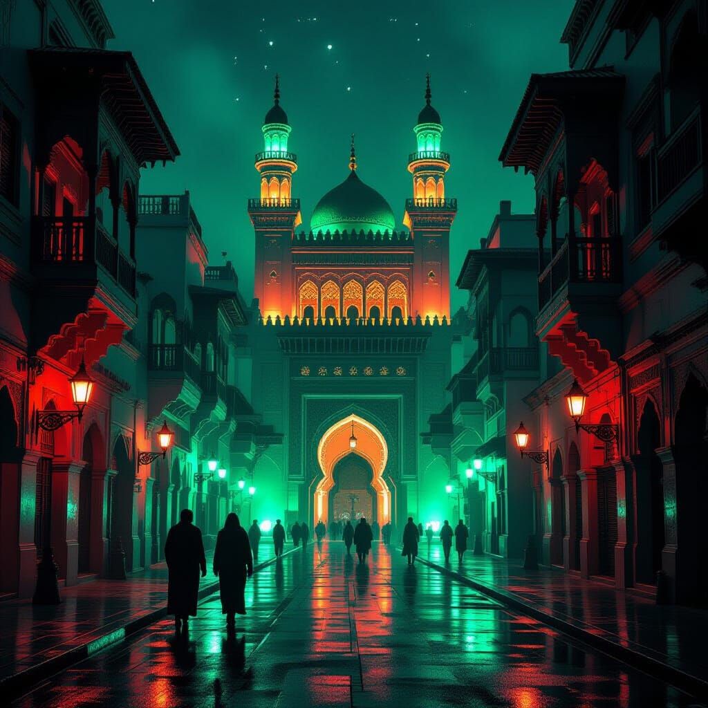 Casbah of Algiers: Cyberpunk Digital Art