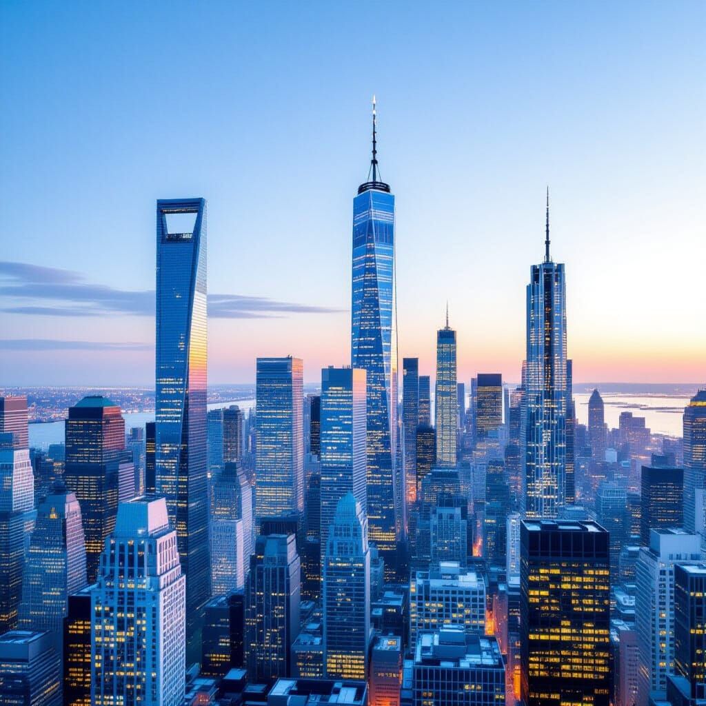 City Skyscrapers Under Cloudy Sky