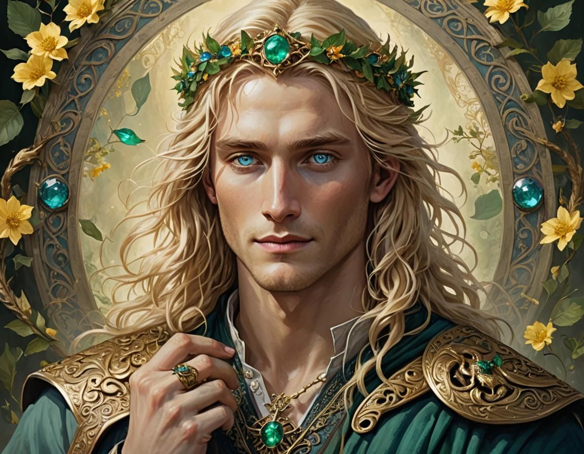 Noble Elf King Finrod with Ring, Tolkien-Inspired Art