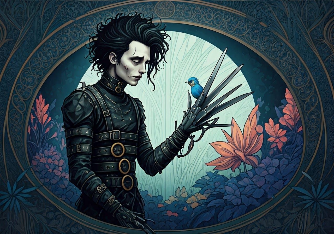 Edward Scissorhands in Art Deco Flower Garden