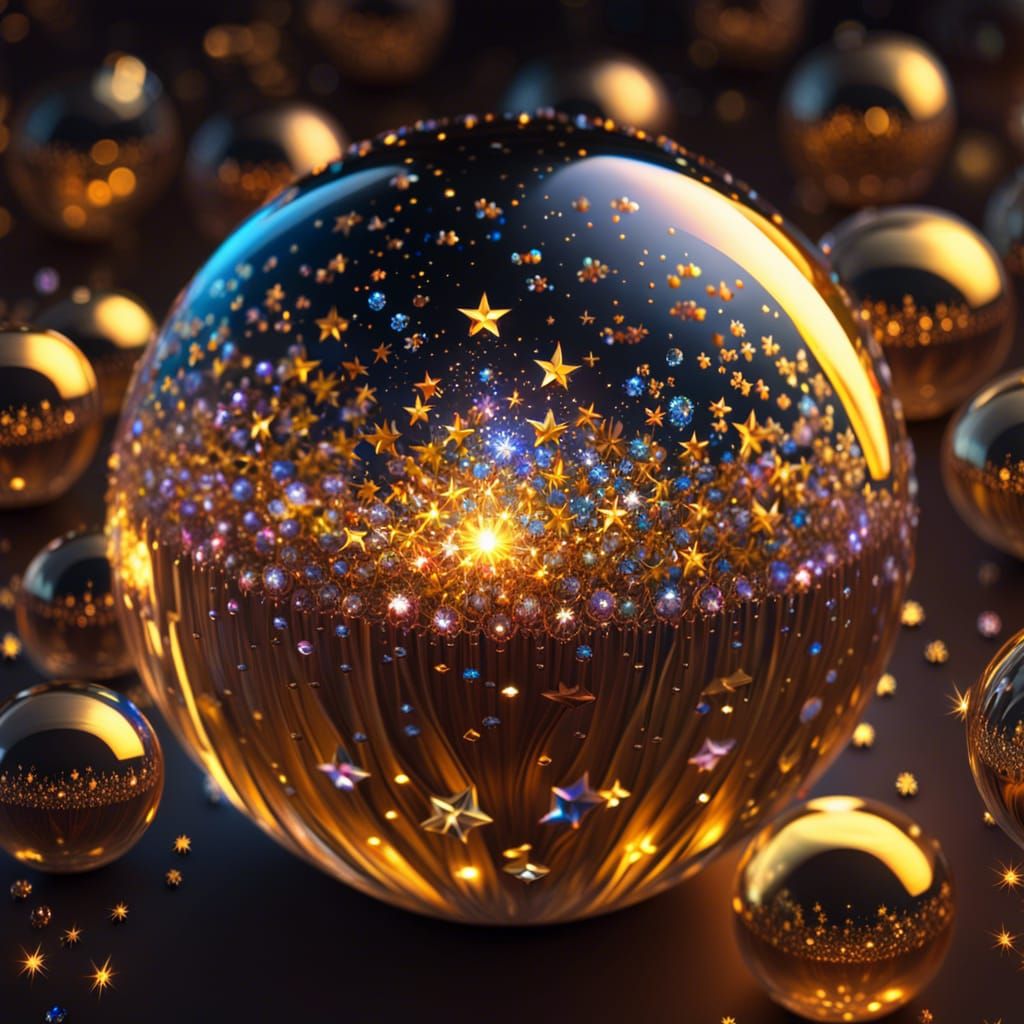 Glass Sphere Filled with Shimmering Crystal Stars