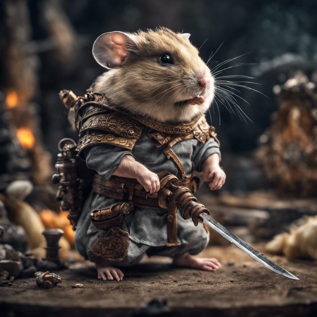 Wounded Hamster Warrior Radiating Magic Power