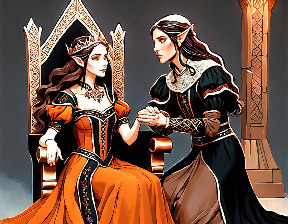 Forgotten creation: "The young elf queen and her faithful se...