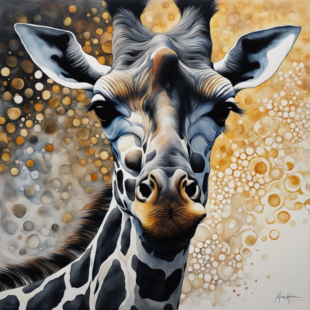 Lyrical Giraffe in Twilight Watercolor Style