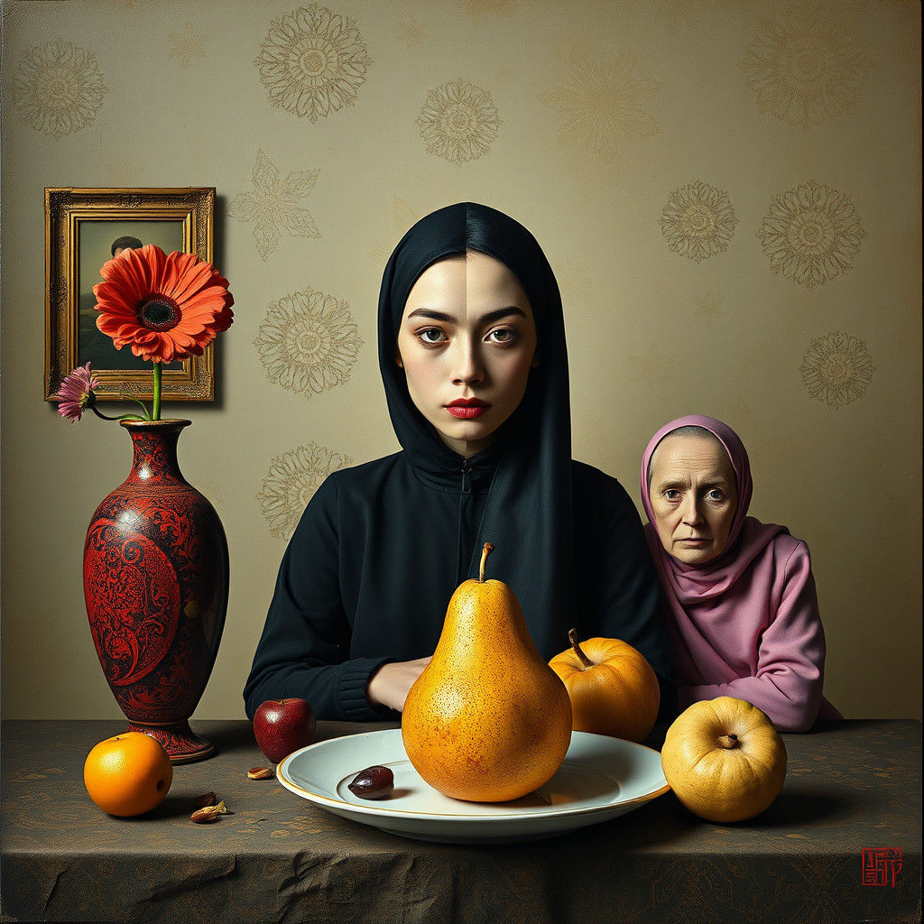 Surreal Still Life Portrait of Multiracial Family
