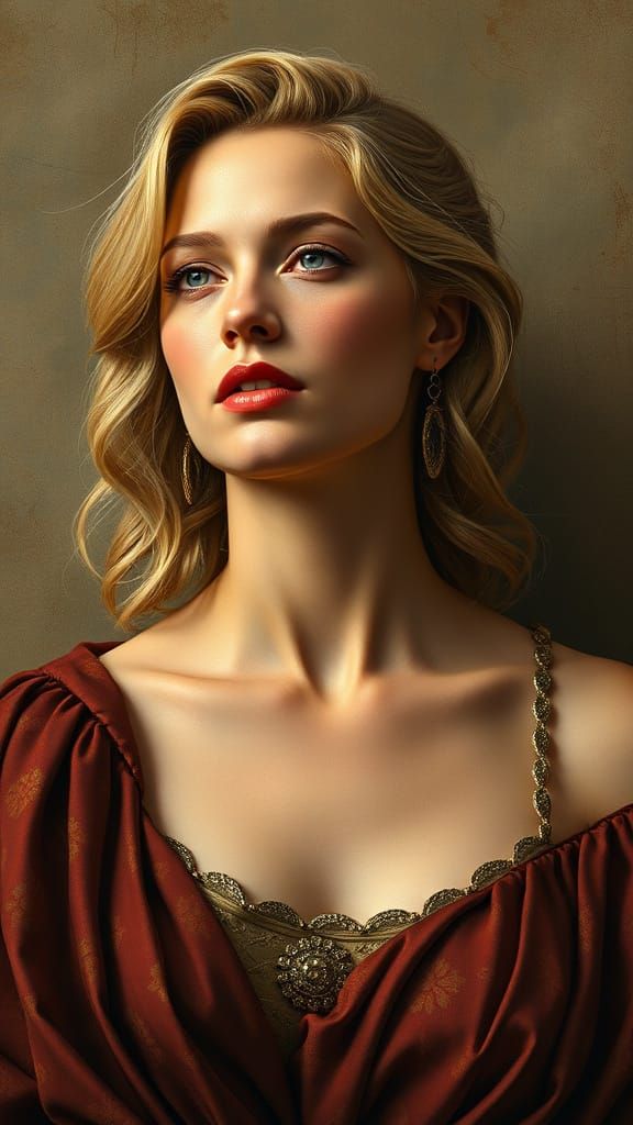 Charlize Theron as Botticelli-Style Portrait