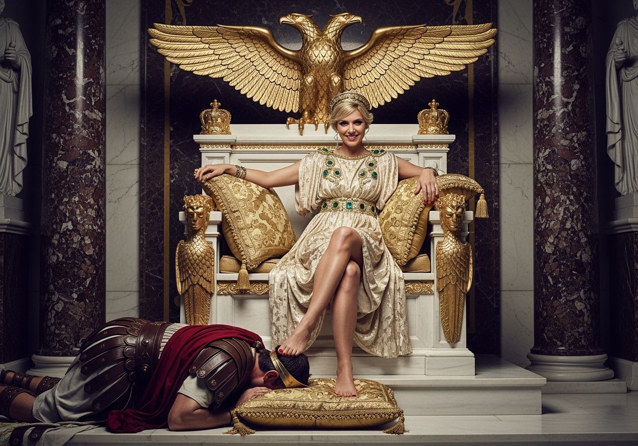 Empress Messalina Tramples King in Lavish Throne Room