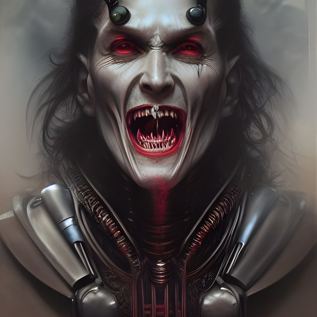 Hyperrealistic Dracula Cyborg Fantasy Art