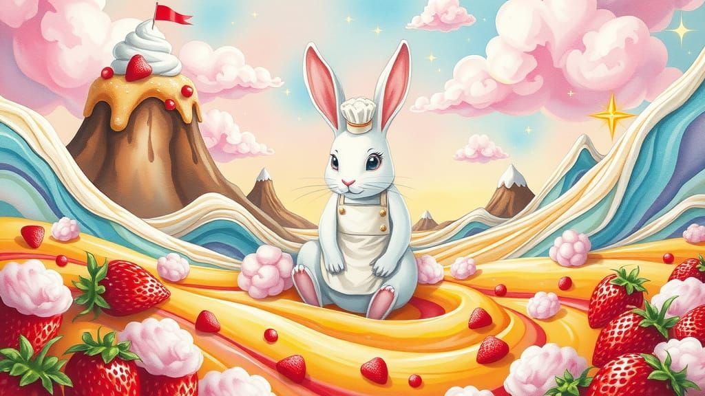 Surreal Sugar Kingdom in Whimsical Watercolor Style