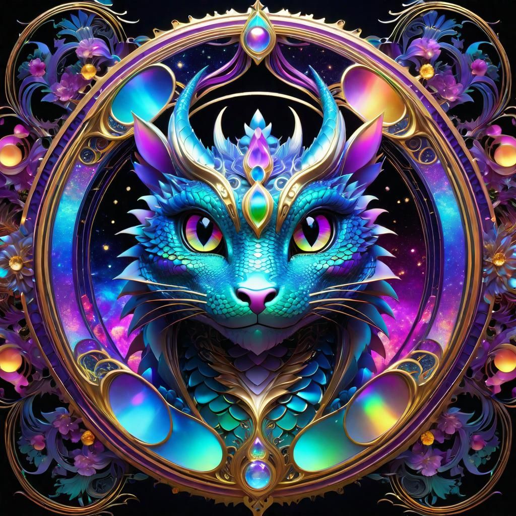 Art Nouveau Dragons and Neko Waifu in Thermal Imaging