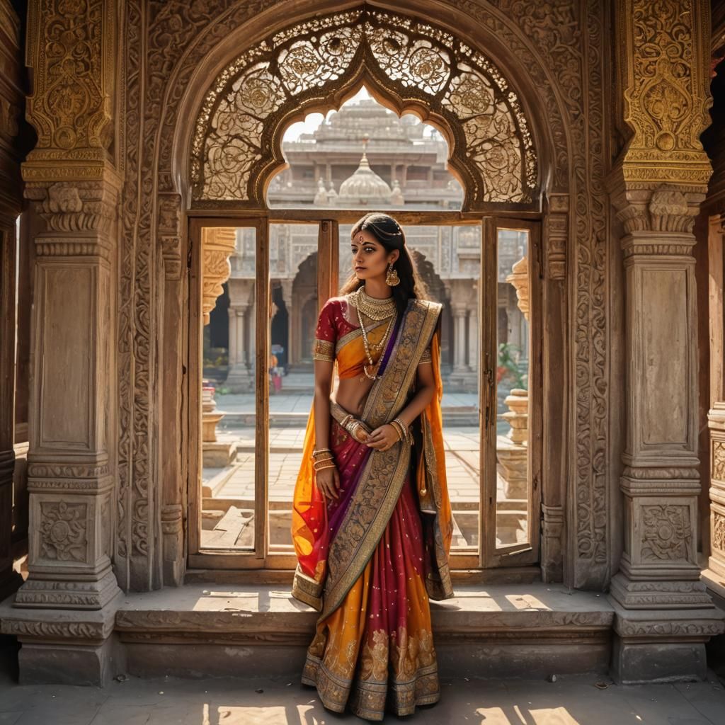 Hindu Princess Gazing from Palace Window