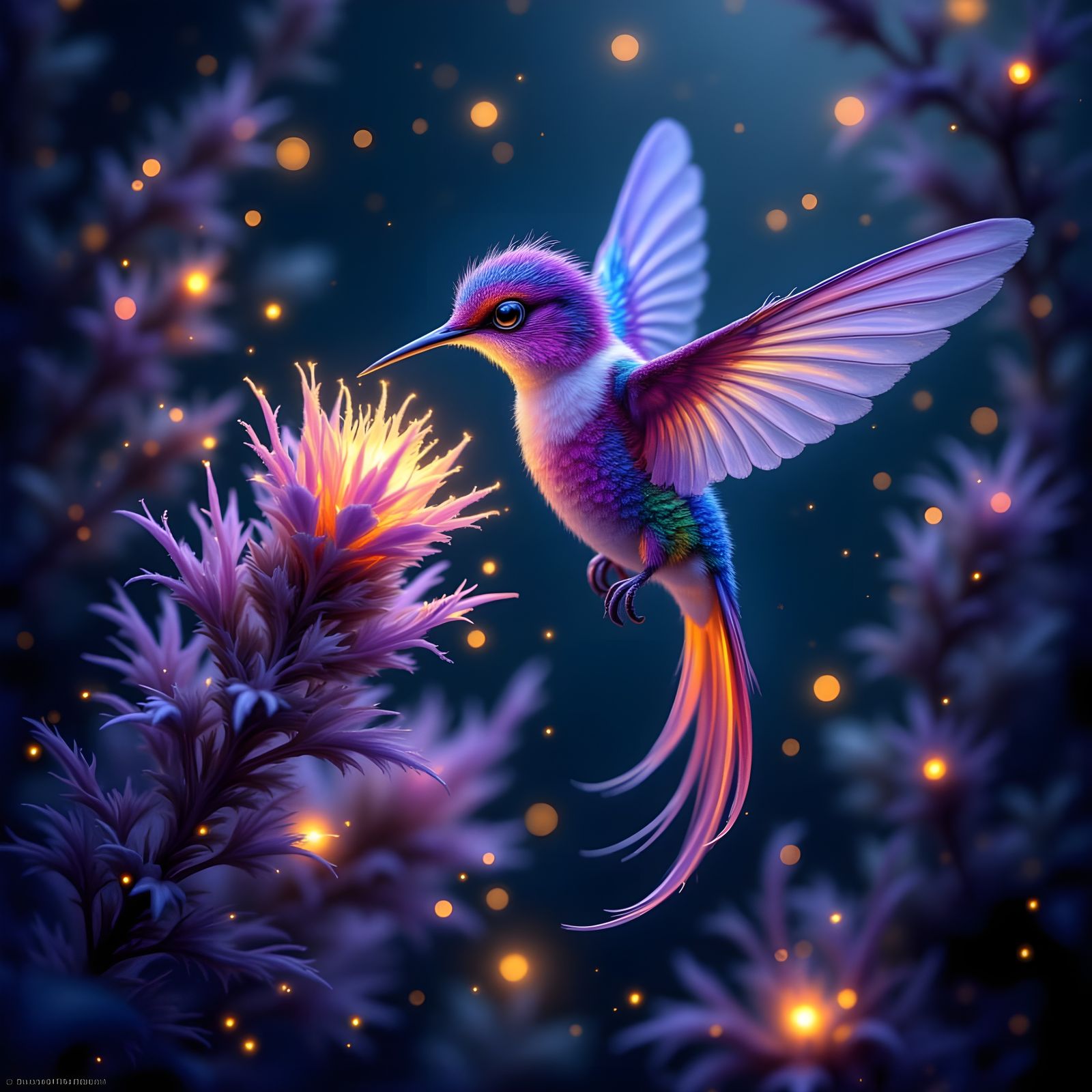 Vibrant Hummingbird in Iridescent Hues