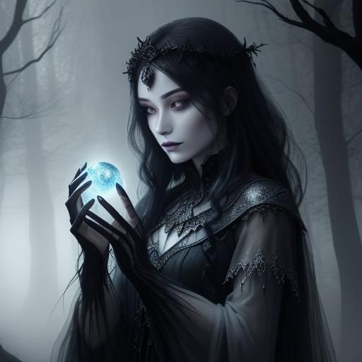 Mysterious Sorceress Azna in Dark Fantasy Art