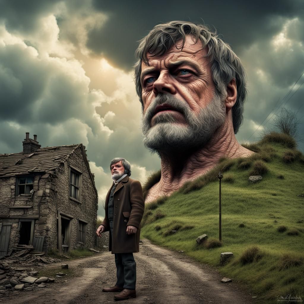 Dystopian Welsh Village Dominated by Surreal Titan