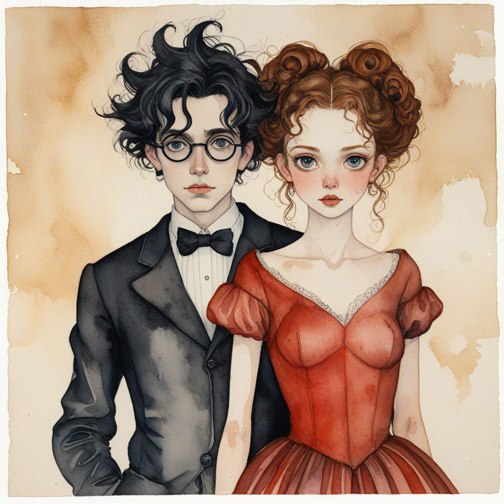 Watercolor Fairytale, by Tim Burton, Egon Schiele