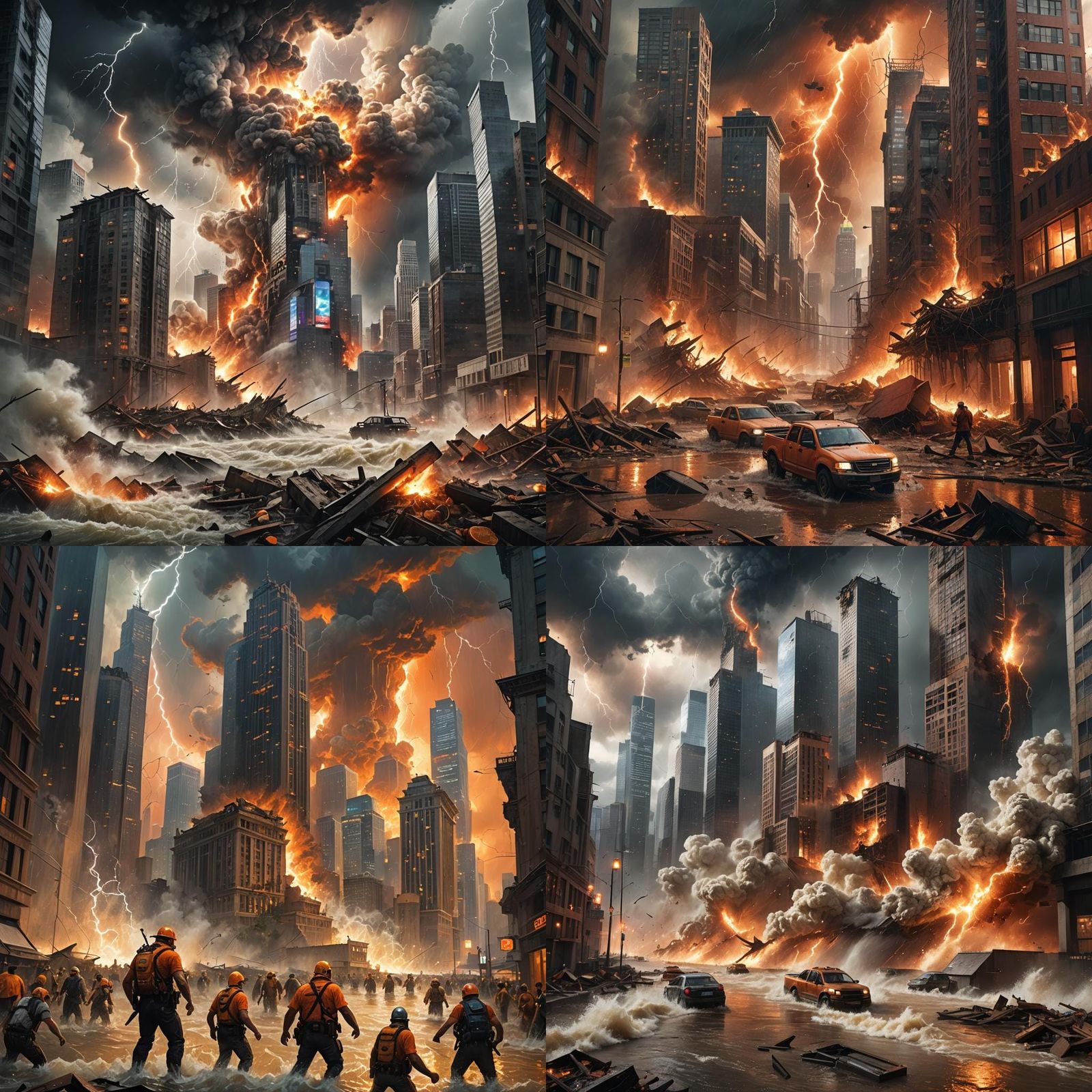 City in Cataclysmic Storm: Hyperrealistic Digital Art