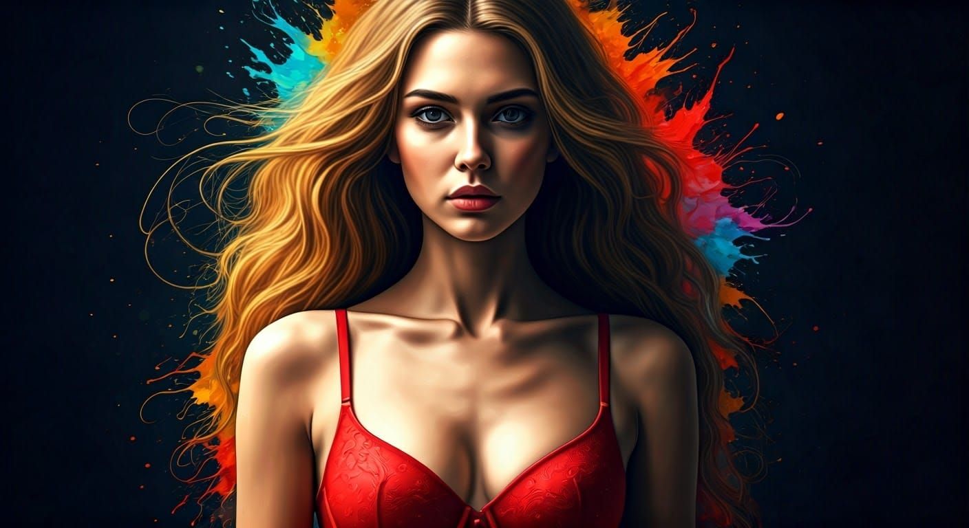 Hyperrealistic Girl in a Vibrant Studio Setting