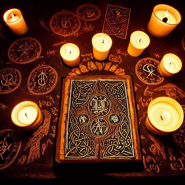 Ancient Grimoire with Glowing Runes