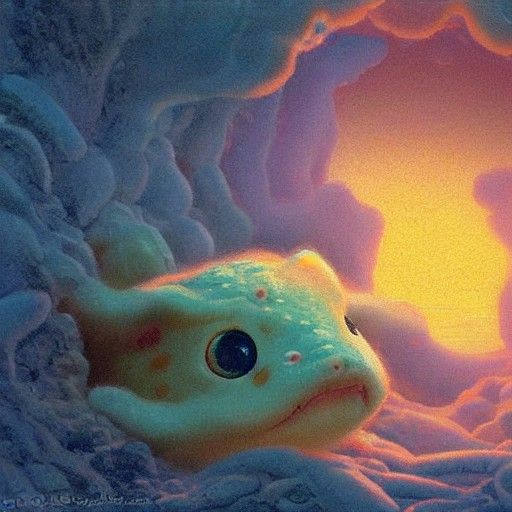 Ethereal Axolotl in Earth, Cat, and Peep Layers