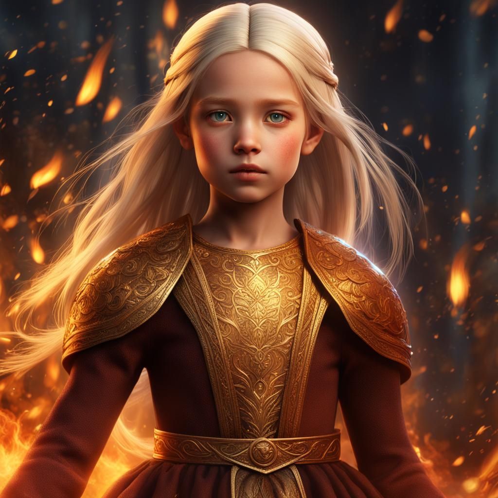 Princess with Fire Powers in Fantasy Art Style