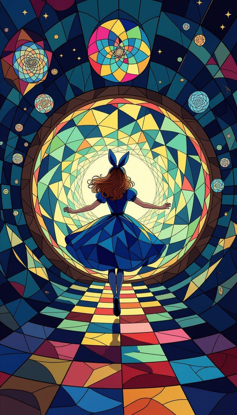 Alice Falling Through a Kaleidoscopic Rabbit Hole
