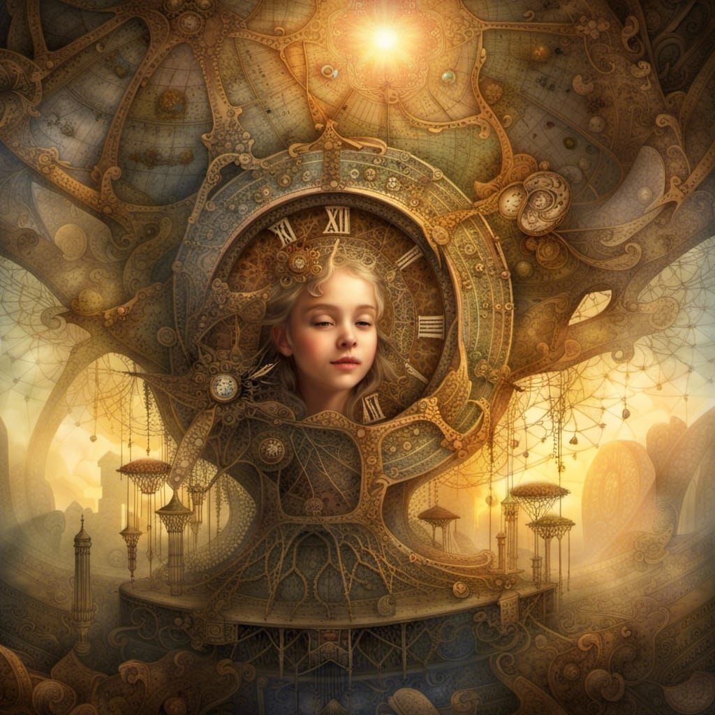 Smiling Baby in a Fractal Dreamscape: Suminagashi Art