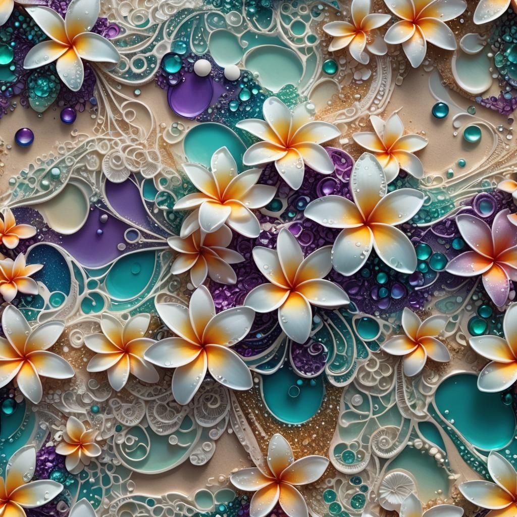 Opalescent Fractal Sunrise with Filigree Lace Details