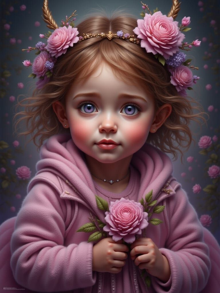 Cute Baby Portrait with Iridescent Purple Eyes