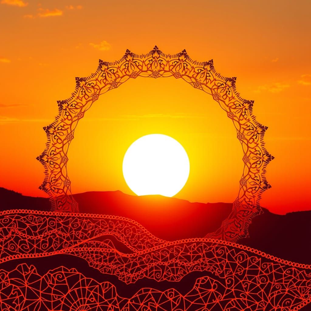 Lace sun sunset scene