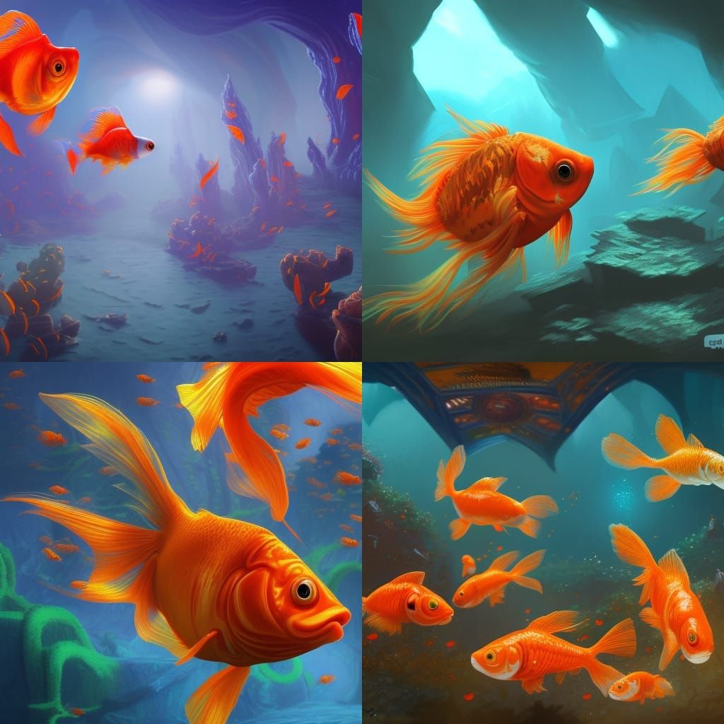 Goldfish Line Dancing: Detailed Matte Painting