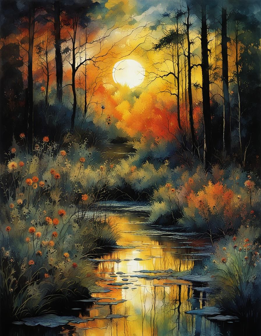 Forest sunset