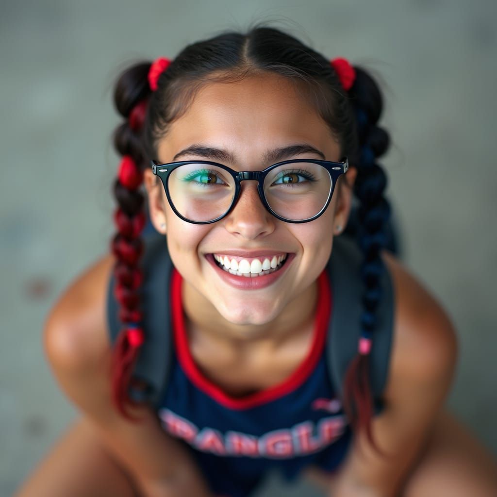 Shy Cheerleader Poses for Portrait