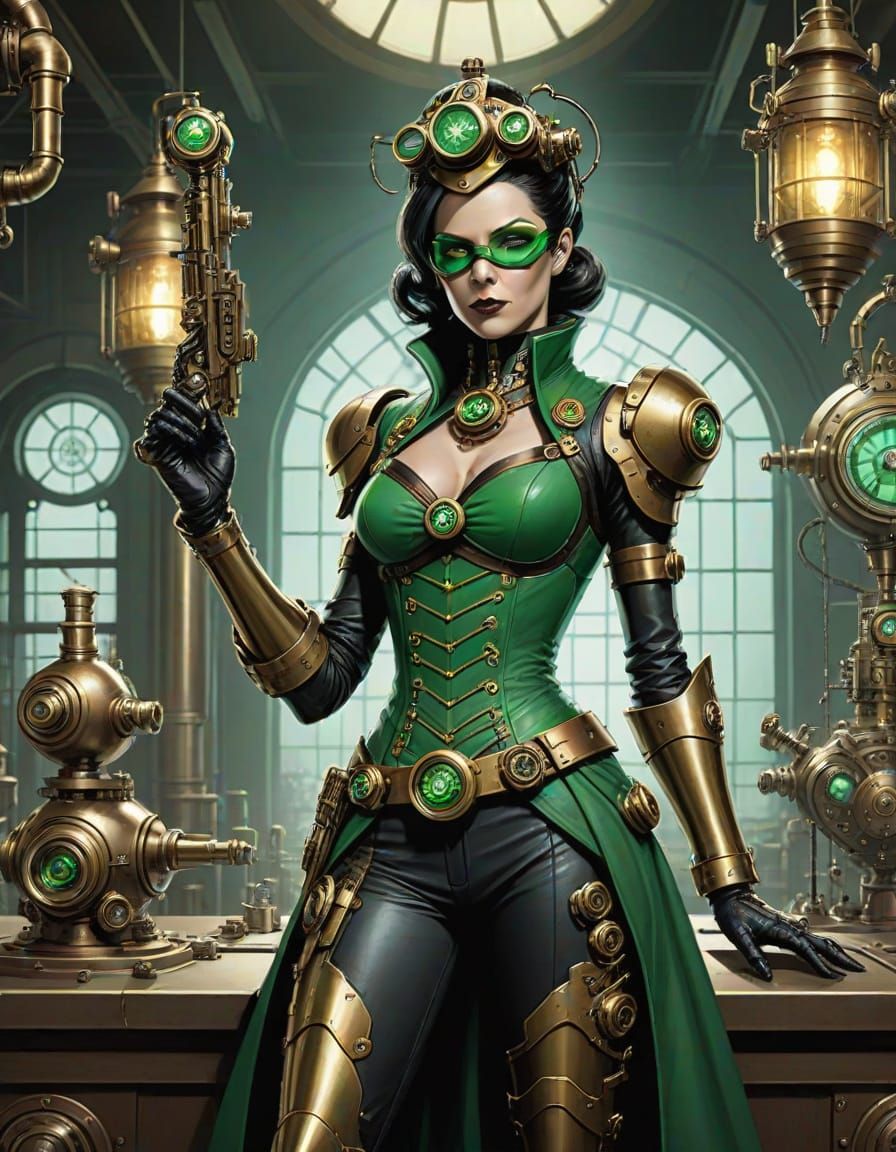 Steampunk Madame Hydra Commands Clockwork Army