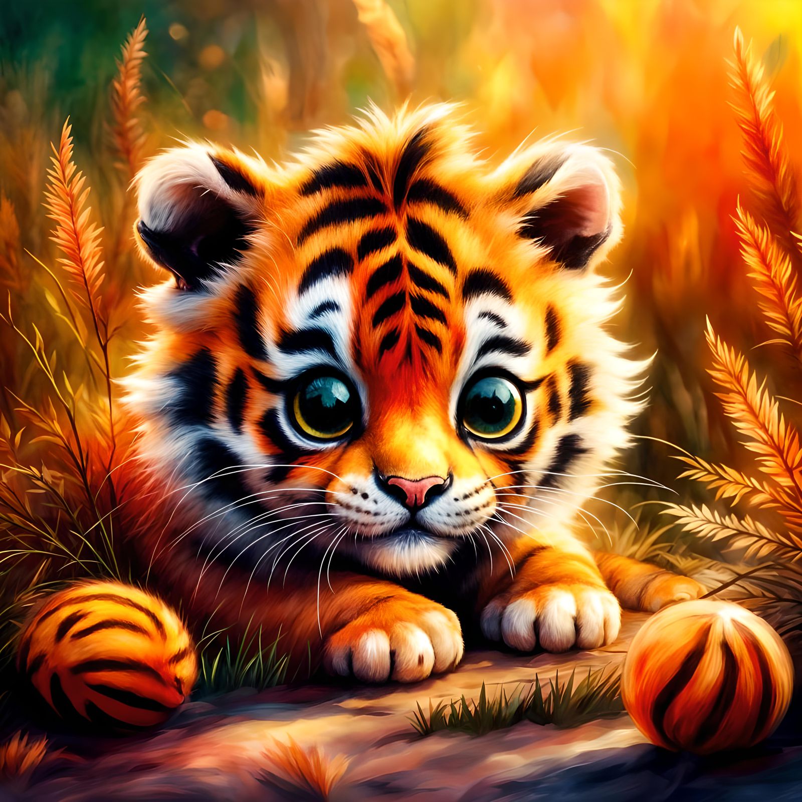 Cute Tiger Cub Digital Art